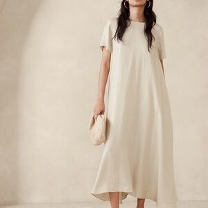 Banana Republic Beige Aurelia Linen-Blend Maxi Dress